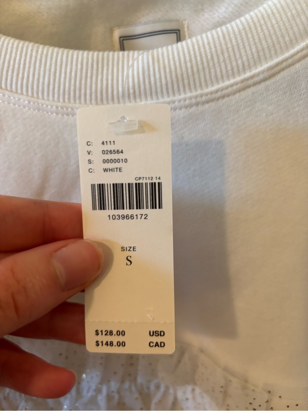 Anthropologie Maeve Short-Sleeve Smocked Ruffled Sweatshirt NWT RARE Small - Picture 4 of 10